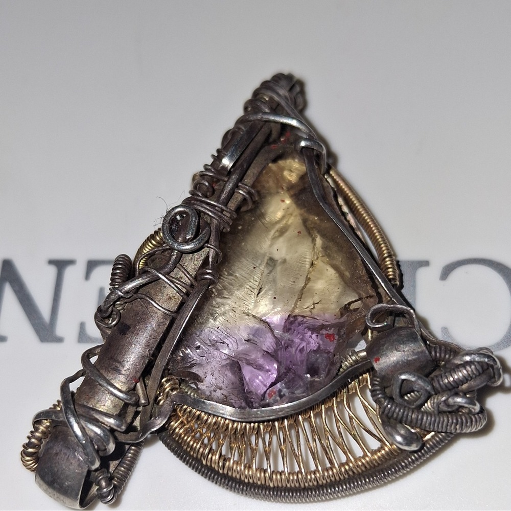 Handmade Silver  & Gold One Of A Kind Pendant With Amethyst
